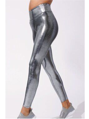 Heroine Sport Marvel Metallic Legging Silver High Waist NWT Size M